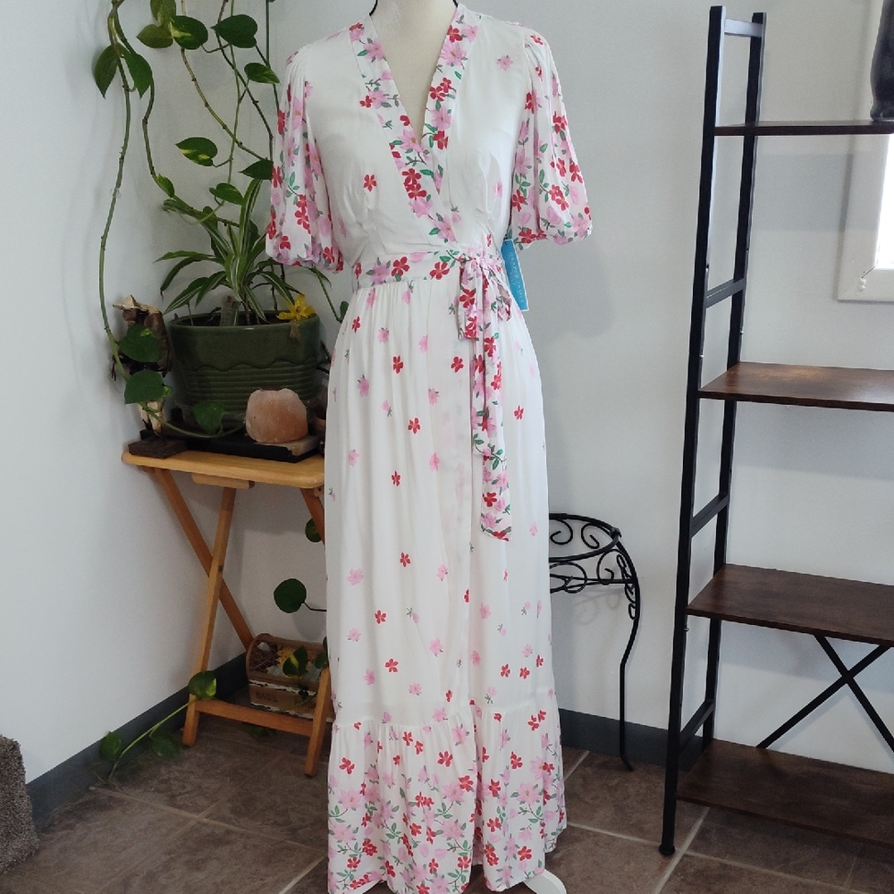 Draper James White and Pink Floral Maxi Dress